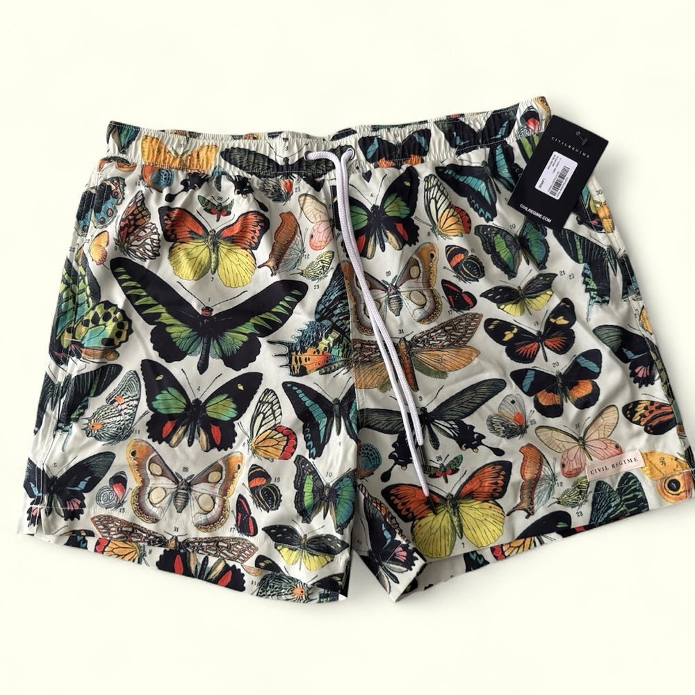Butterfly Print Swim Trunks